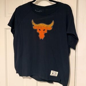 Under Armour Black Tee with Cream Logo Patch